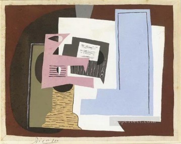 Naturaleza muerta con guitarra y partitura cubista de 1920 Pablo Picasso Pinturas al óleo